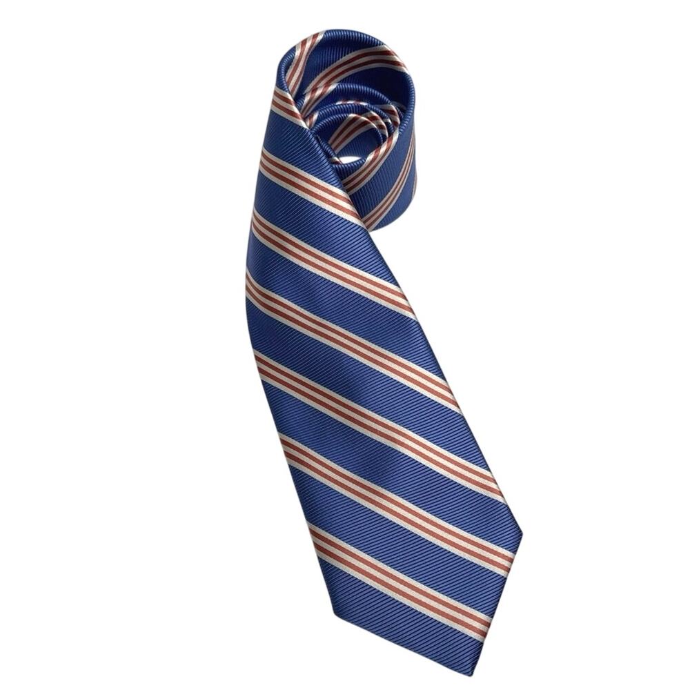 Brooks Brothers USA Men's Blue Repp Striped 100% Silk Tie 60” Long